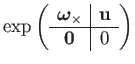 $\displaystyle \exp\left(\begin{array}{c\vert c}
\boldsymbol{\omega}_{\times} & \mathbf{u}\\
\hline \mathbf{0} & 0
\end{array}\right)$